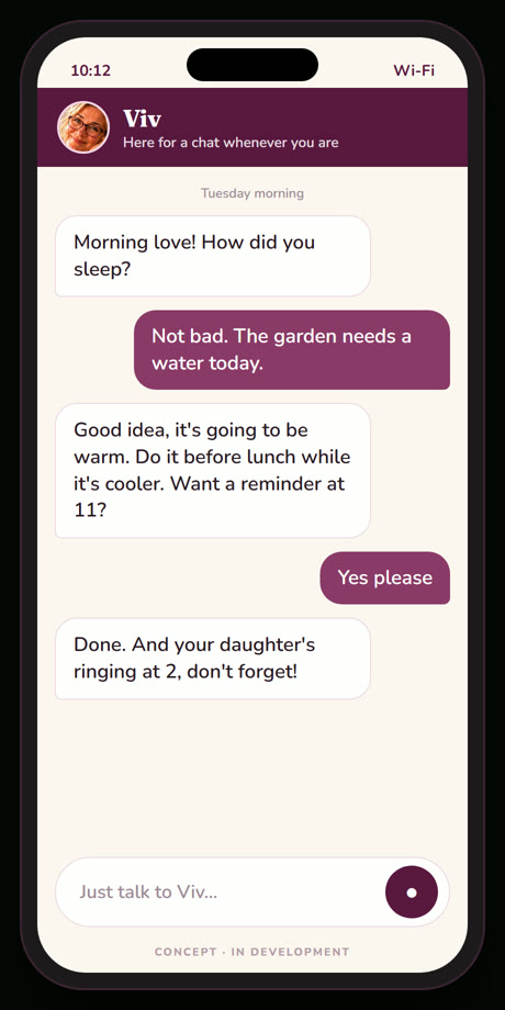 Concept screen: a morning chat with Viv